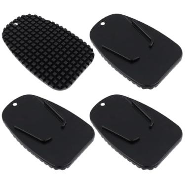 Imagem de FarBoat Almofada de suporte de motocicleta, 4 peças de placa universal de suporte de pé de motocicleta para terreno macio, grama e estacionamento ao ar livre, evita afundamento e tombamento, preto