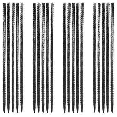 Imagem de STARVAST 20 peças de estacas de terra de vergalhão de 40,6 cm, diâmetro de 9,5 cm, estacas de metal retas com ponta de cinzel, para suporte de plantas e cerca, preto resistente