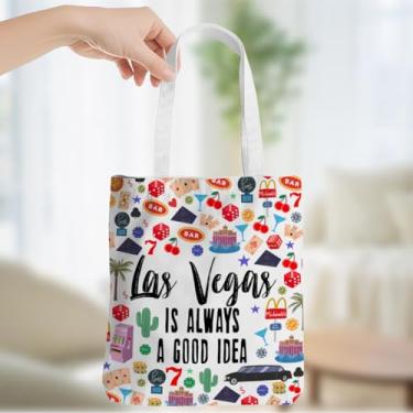 Imagem de Bolsa de lona Chicago Nashville Itália Paris Nova York, bolsa de praia, reutilizável, bolsa de mercearia, bolsas de fim de semana para mulheres, Good Las Vegas 00351, Large, Tendência