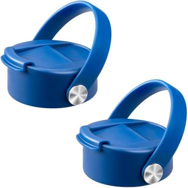 Imagem de Soledea Tampa flip para Hydro Flask boca larga 32 1,134 g com alça flexível, tampa de café de substituição para Hydro Flask, Simple Modern, ThermoFlask e mais garrafas de água de 350 ml - azul, 2