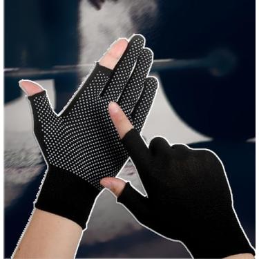 Imagem de 3 pares de luvas de trabalho leves para homens e mulheres, meio dedo, respiráveis, sem dedos, para construção, nylon, fitness, ciclismo, motocicleta, (preto)