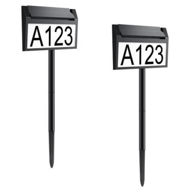 Imagem de Placa solar com número de casa, placa de endereço externa iluminada por LED deerdance com controle inteligente, 3 cores em 1 à prova d'água, luz numérica de casa alimentada por energia solar com