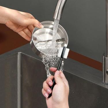 Imagem de 1 peça escova dupla face preta quebrador de parede doméstico espremedor de suco de máquina de leite de soja escova pequena nylon pequenas manchas de chá e copo de água limpa