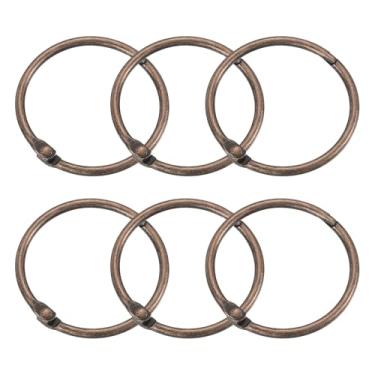 Imagem de Anéis de cortina de chuveiro, 6 peças - Ganchos de cortina de chuveiro redondos de aço carbono, anéis de encadernação de folhas soltas de 3,8 cm para varões de cortina de chuveiro (cobre)