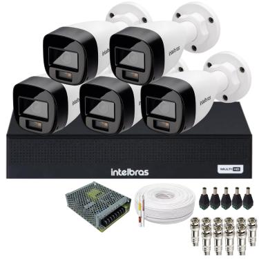 Imagem de Kit 5 Câmeras Intelbras Vhd 1220 B Full Color Dvr Intelbras 08 Canais 1108-c Não Acompanha Hd