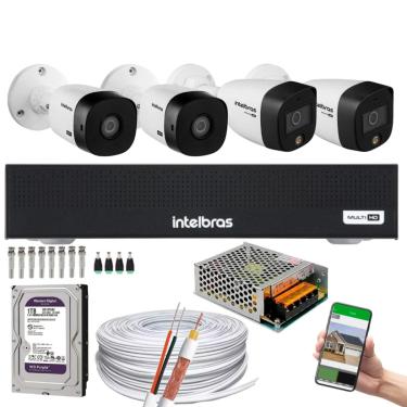 Imagem de Kit 4 Cameras 02 cam 1220 Full Color 02 cam 1220B Full HD Intelbras Dvr 3004-C, Purple 1TB
