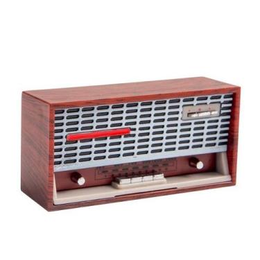 Imagem de Rádio de estilo retrô de madeira Dollhouse Furniture em escala 1:12 - 