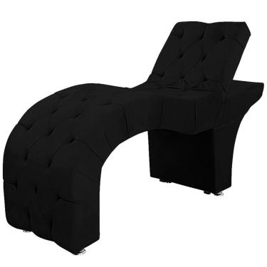 Imagem de Maca Estofada Capitone Reclinável Julia Para Estetica Facial Sombrancelha E Cílios Suede Cor Preto