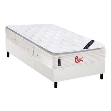Imagem de Cama Box Solteiro: Colchão Molas Pocket Ensacadas Castor Gold Star Slx Vitagel + Base Crc Courano White (88x188)
