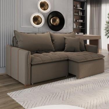 Imagem de Sofá Cama Retrátil em Madeira Eucalipto e Bouclê 220cm Creta - Conceit