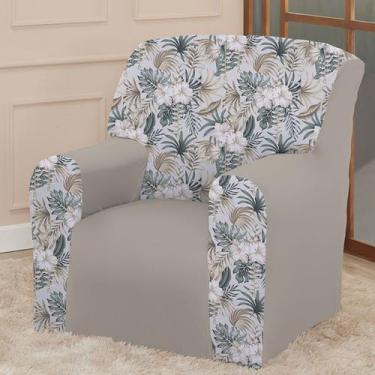 Imagem de Capa para Poltrona Coladinha Mista Floral Estampada Decoração Sala Qua