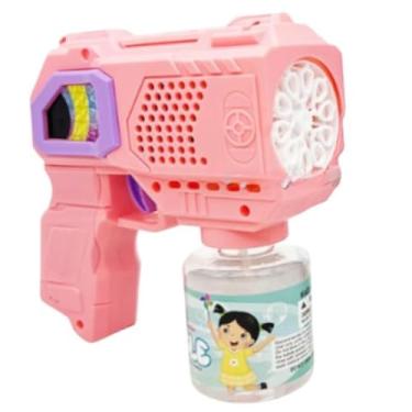 Imagem de Lança Bolhas de Sabão Automática com Luz LED - Pistola Máquina de Bolhas Fácil de Usar (rosa)