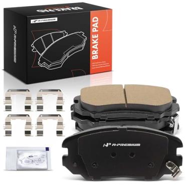 Imagem de A-Premium Conjunto de pastilhas de freio a disco de cerâmica frontal compatível com modelos Hyundai e Kia - Sonata 2006-2010, Azera 2006-2011, Amanti 2007-2009, 4 peças