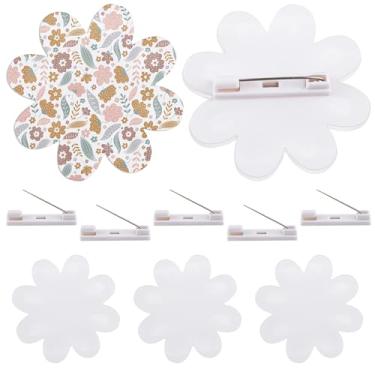 Imagem de Framendino, Pacote com 5 broches de flores de sublimação, faça você mesmo, botões de crachá de artesanato, alfinetes, etiquetas de nome de acrílico, buquê, fotos, berloques, pingente de anjo, memória