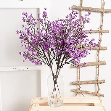 Imagem de 1 peça flor artificial de ramo único, planta falsa, colorida, faça você mesmo, outono, casa, casamento, decoração, artesanato, acessórios, 45 cm (roxo)