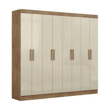 Imagem de Guarda Roupas Casal 8 Portas 4 Gavetas Prime Preto Maxel, Ipe Off Whit