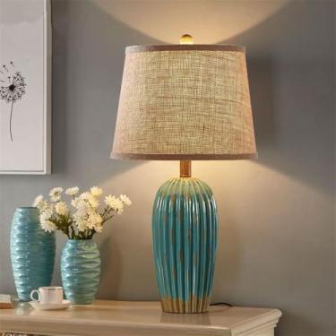 Imagem de Luminária de mesa contemporânea de cerâmica, estilo americano, luxuosa, com LED, para sala de estar, quarto, escritório, casa de campo, hotel ou mesa de cabeceira (Estilo 044B)