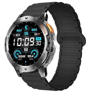 Imagem de Lamshaw Pulseira de relógio inteligente PODOEIL, pulseira esportiva de silicone de liberação rápida de 22 mm compatível com relógio inteligente PODOEIL K65 - 1,43 polegadas (preta, pulseira de tamanho