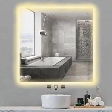 Imagem de Kit 2 ESPELHO QUADRADO DECORATIVO 60X60 COM LED - LARDECORE, Branco qu