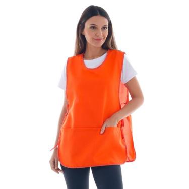 Imagem de Bata Jaleco Avental Tecido Oxford com Bolsos Amarração e Ajuste Latera