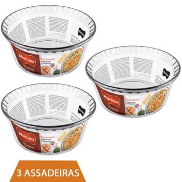 Imagem de Refratário de Vidro Forma Redonda Suflê 2,4ml Marinex 3Un - NADIR FIGU