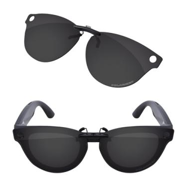 Imagem de Firtox Clipes de óculos de sol polarizados para Ray-Ban Meta Headliner (Gen 2) RW4013 50 mm (tamanho M 50), proteja seus olhos, Preto liso, RW4013-50