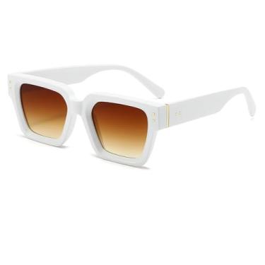Imagem de Óculos de Sol Feminino Candy Colors Rivets com Lentes Gradientes e Proteção UV400 para Esportes ao Ar Livre, Corrida e Ciclismo, Cor Chá Branco