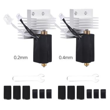 Imagem de Kavolet Kit Hotend para Impressora 3D Com Bico de Aço Endurecido Com Aquecedor de Cerâmica Carbono Eficiente, Ampla Compatibilidade Material, Revestimento Carboneto Tungstênio, Ideal para Amadores e Criativos, Inclui 1 Hotend 0,2 Mm, 1 0,4 Mm