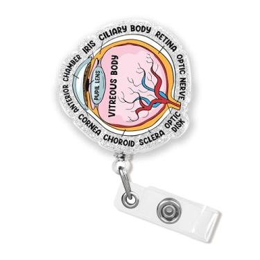 Imagem de Carretel de crachá de anatomia ocular 5 cm olho humano anatômico engraçado enfermeira CNA enfermeira estudante de enfermagem flebotomia RN NICU farmácia suporte de crachá médico clipe retrátil cordão