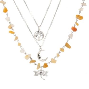 Imagem de Colar gótico com pingente de sol e lua em camadas, gótico, boho punk, joia gótica, joia de Halloween, Natal, presente para mulheres, one size, Zinco, Sem Pedra Preciosa