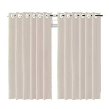Imagem de Cortina Blackout Bege Com Ilhós Bloqueio Total De Luz 280x250cm