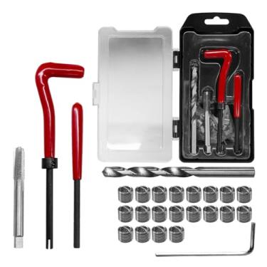 Imagem de Tuxihapp Kit de reparo de rosca M6 × 1,0 mm, ferramenta de reparo de helicóptero métrico com brocas HSS/inserções de rosca/torneiras/ferramentas de instalação de quebra, acessórios universais de carro
