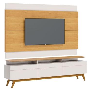 Imagem de Rack Com Painel Classic +3g Com Led Nature Com Off White - Imcal Móveis