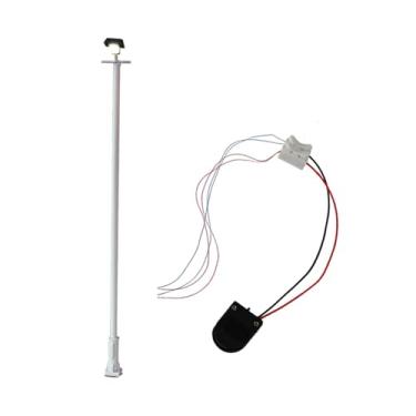 Imagem de Fenteer Acessórios em miniatura para maquetes ferroviárias: poste de iluminação pública, escala 1:87 HO, lâmpada quadrada, decoração para micropaisagens, Branco