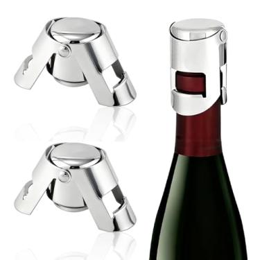 Imagem de Rolhas de champanhe de aço inoxidável de 2 peças, seladora de garrafa de vinho espumante com braçadeira de bloqueio