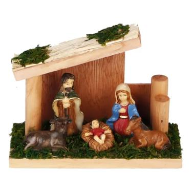 Imagem de Presépio Natalino De Madeira Manjedoura Em Resina Presente Decorção Natalina (Meiotelhadopresepio)