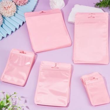 Imagem de 50 unidades de sacos de plástico com fecho de correr, 5 tamanhos, sacos de embalagem retangular, reutilizáveis, bolsa de vedação superior para joias pequenas, berloques, chaveiros, pequenos presentes