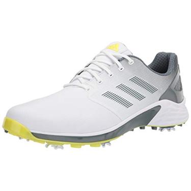 Imagem de adidas Sapato de golfe masculino ZG21, Óxido branco/amarelo ácido/azul, 8.5