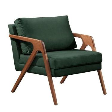 Imagem de Poltronas Decorativa Mona Luxo Madeira Maciça Tecido Linho Gustavo Dec