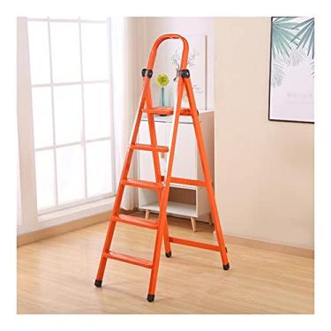 Imagem de Escadas dobráveis escada de degrau 5 degraus escada dobrável escada de metal portátil com alça de segurança e pedal largo não escorregadio escadas modernas escada resistente (cor: 1 peça escada A) (1
