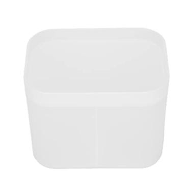 Imagem de Caixa de armazenamento de cosméticos de mesa Organizador de compartimento de plástico durável para maquiagem, joias, material de escritório, material PP branco, caixa de 6 grades (Grade dupla branca