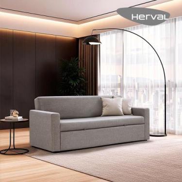 Imagem de Sofá-Cama 3 Lugares Herval Versato, Linho Cinza, 218 cm