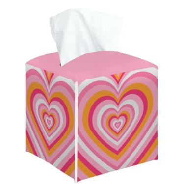 Imagem de Capa quadrada de caixa de lenços de papel rosa para quarto, banheiro, cozinha, escritório, bancada, organizador de papel facial de couro -14