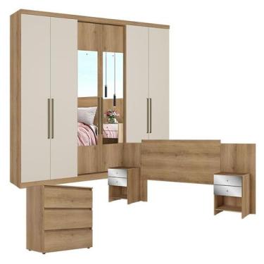 Imagem de Guarda Roupa Casal Passione Ultra Glass 6 Portas Capuccino Off White c