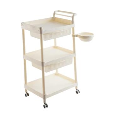 Imagem de YWJLQH Carrinho de Rolamento de 3 Camadas, Prateleira Móvel, Suporte de Cosméticos, com Rodízios, Rack de Armazenamento para Salão de Beleza de Fazenda, Quar, 2 gavetas