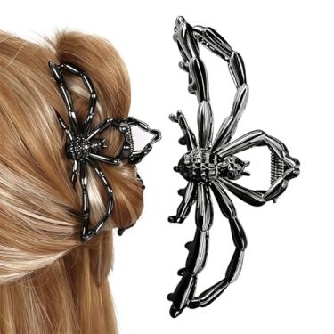 Imagem de Clipe de cabelo gótico de Halloween, grampos de cabelo de metal preto com fixação forte antiderrapante - Acessórios de cabelo modernos para festa de Halloween, cosplay e uso diário (aranha)