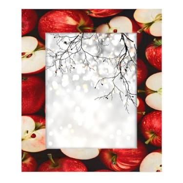 Imagem de Porta-retrato 8 × 10 maçã fruta, realista, vermelho, feito de madeira maciça, 20 x 25 cm, moldura para exibição de mesa e montagem na parede, para decoração de casa e ideias de presentes para a