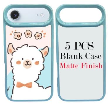 Imagem de JUSTRY 5 conjuntos de capas de telefone em branco de sublimação para iPhone iPhone Air, 2 em 1 2D DIY TPU capa móvel em branco capa de borracha macia + inserções foscas, fácil de sublimar azul