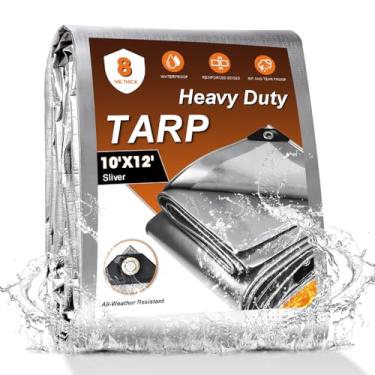 Imagem de Capa de armadilha resistente à prova d'água, 8 mm de espessura, multiuso, com ilhós de metal, bordas reforçadas para pátio, acampamento, barraca, barco, carro, piscina