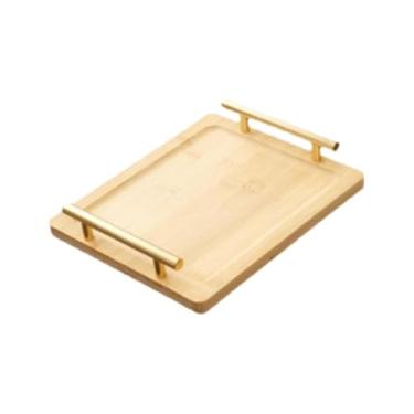 Imagem de SiaBiced Bandeja de servir de madeira com alças, bandeja decorativa retangular moderna para mesa de centro, ideal para refeições e jantares, S